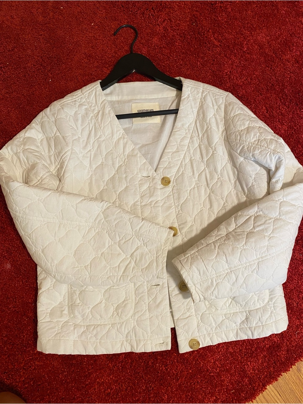 GoodThreads White Quilted Puffer Jacket - Picture 10 of 11